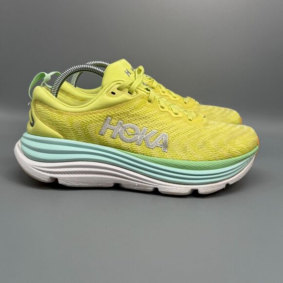 Hoka One One Gaviota 5 Womens 9 Yellow Athletic Running Sneakers Lace-Up Low Top - Picture 1 of 10
